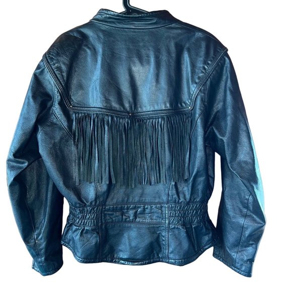 Wilsons Leather Jackets & Blazers - Wilsons Fringe Black Leather Moto Jacket Large